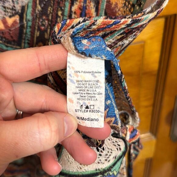 Retro Apparel Boho Multi Colored Side Tie Top Women’s Medium - Picture 4 of 5